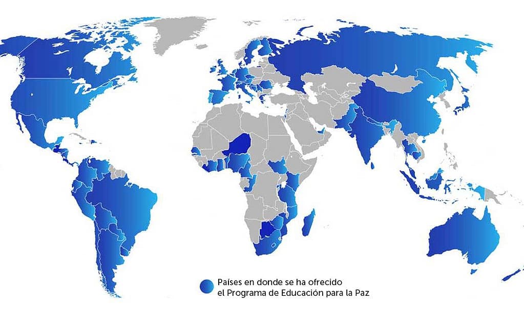 Peace Education Program world map of countries participating