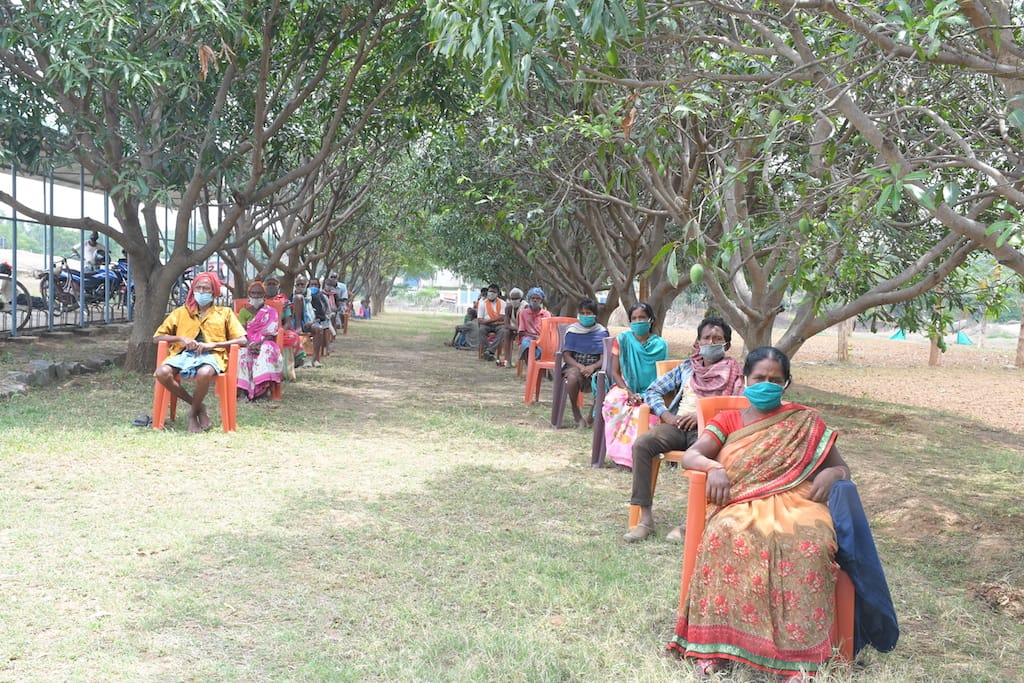 People wait for their food