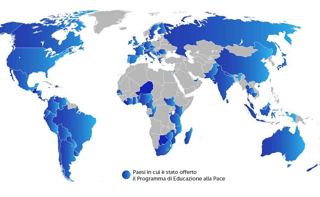 Peace Education Program map of countries participating
