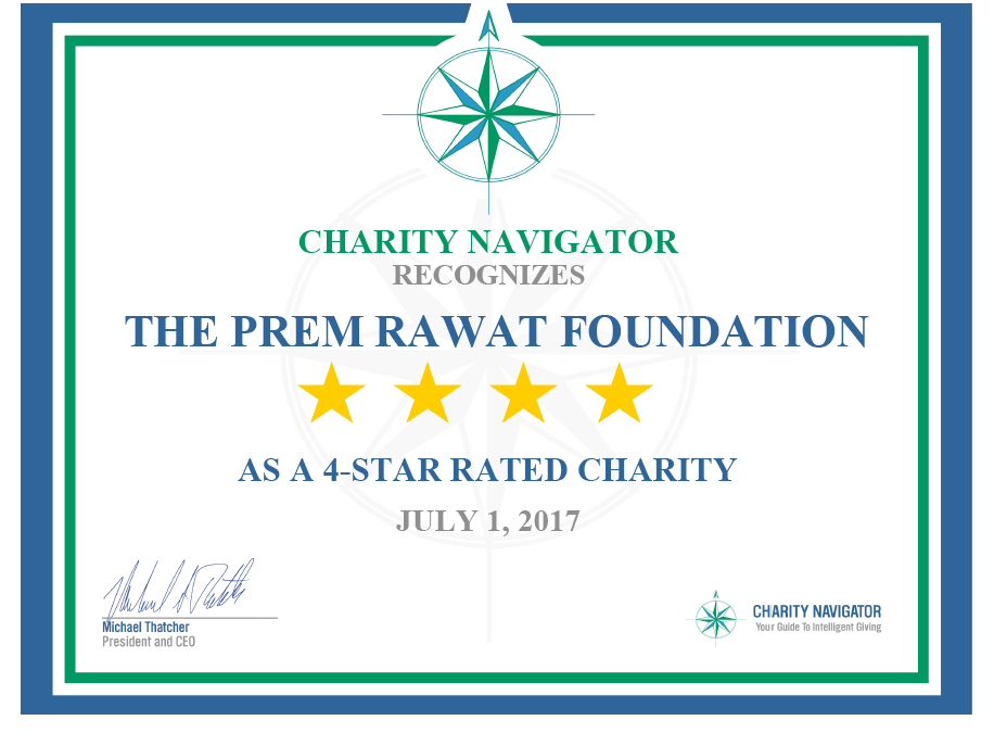 La Fondation Prem Rawat classée 4 étoiles par Charity Navigator