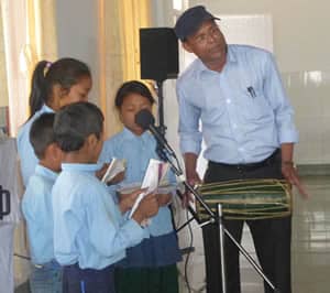 Children singing at the FFP Nepal anniversary party