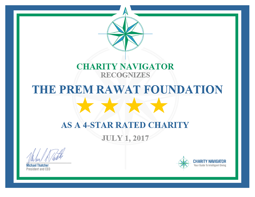 La Fundación Prem Rawat obtiene la categoría más alta del Charity Navigator