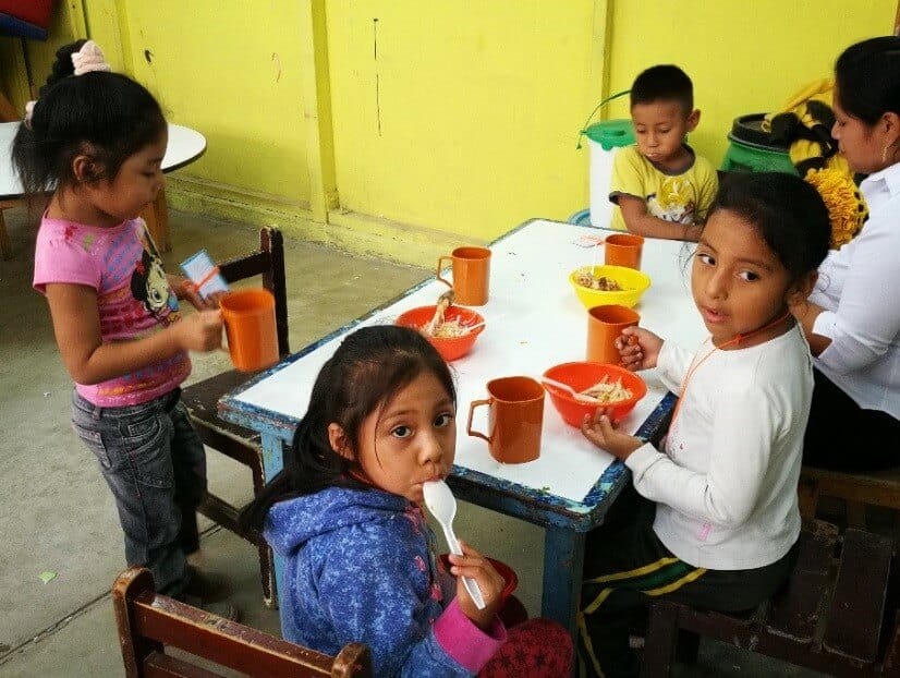 Prem Rawat Foundation's partnership with Cesvi provided this meal to children in Lima, Peru