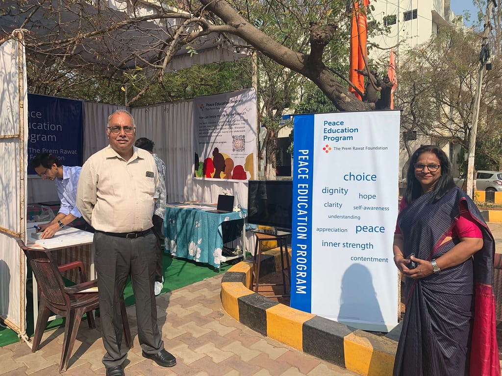 Peace Education Program booth at CVR College of Engineering in Hyderabad