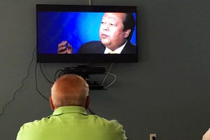 Veteran watching TV