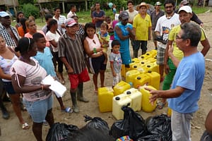 Distributing emergency supplies to families