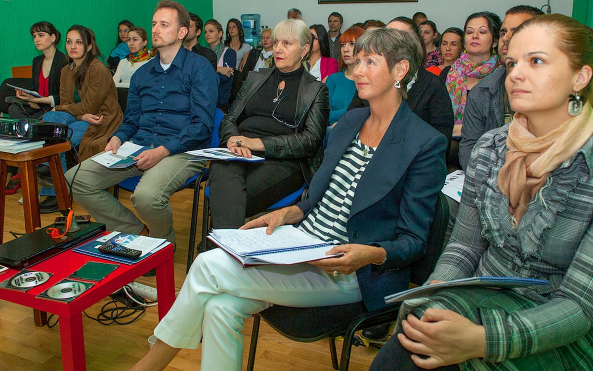 Peace Education Program participants watch featured videos Peace Education Program participants watch featured videos