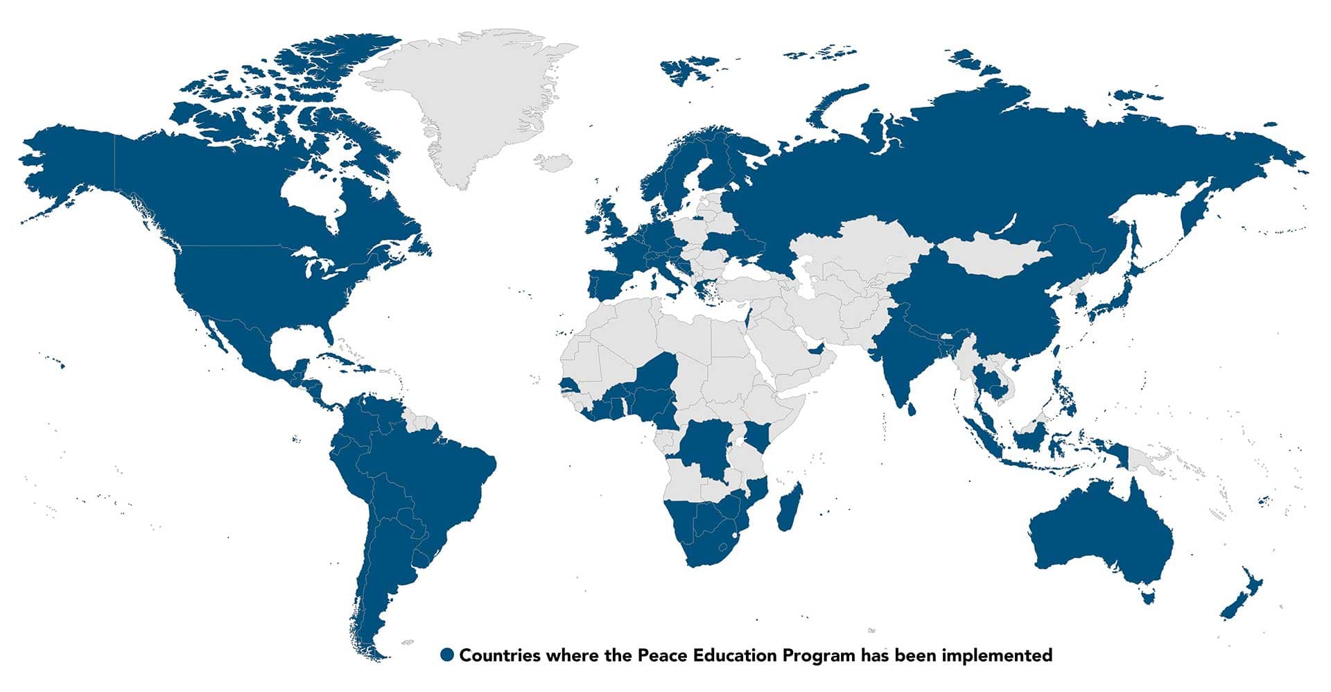 Countries where the Peace Education Program has been implemented 